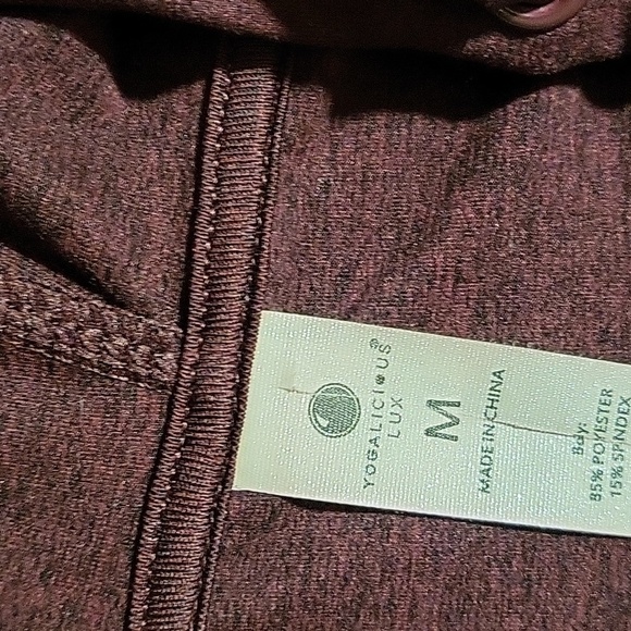 Yogalicious Lux Long Sleeve Full Zip Maroon Hooded Pockets Sweatshirt - Size M - Picture 6 of 7